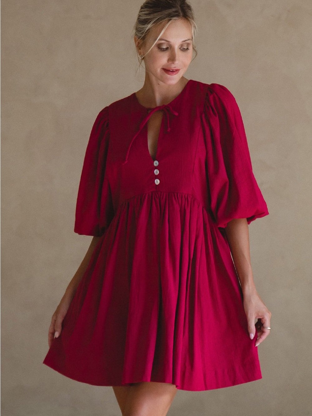 ELF Maroon Ruffled Maribelle Dress, Size S